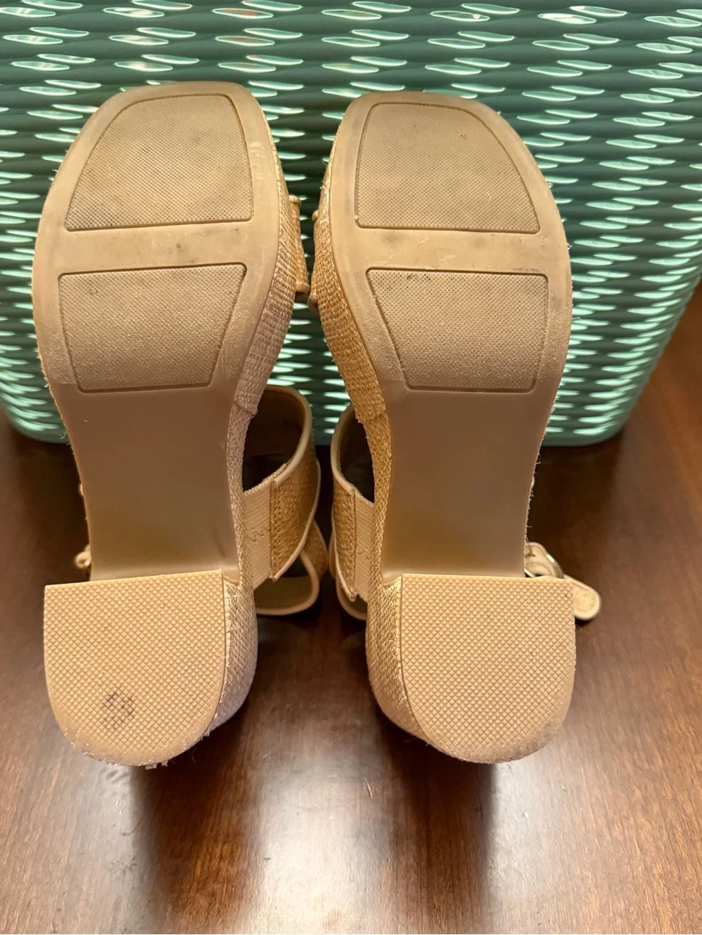 LC Lauren Conrad Jonina Women's Two Band Heeled Wedge Slingback Sandals SZ 6 M